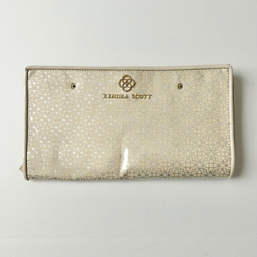 Kendra Scott Jewelry Travel Organizer Cream Silver Folding Portfolio Case